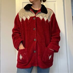 Vintage Red Teddy Button-up